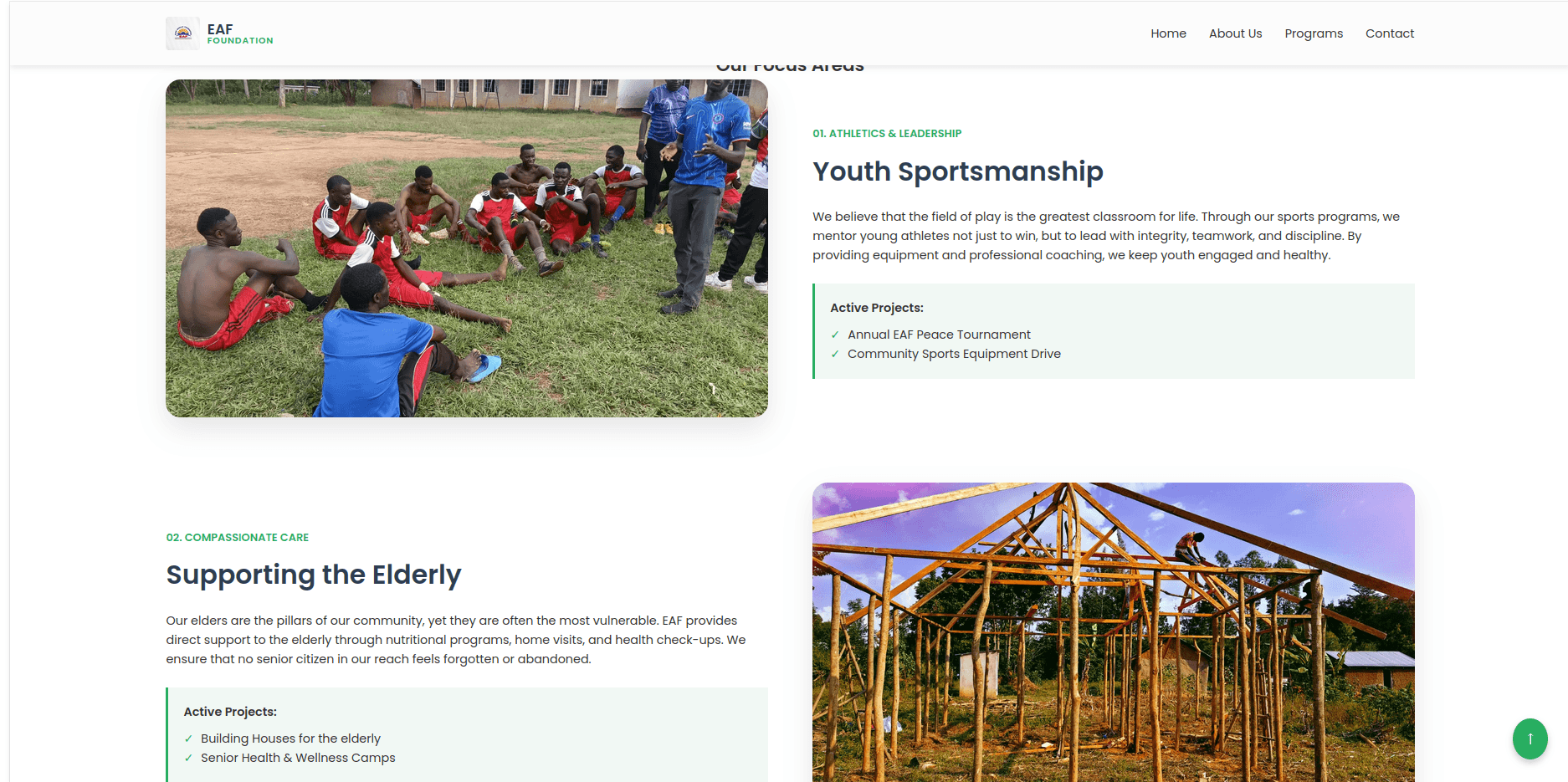 Screenshot of EAF Foundation