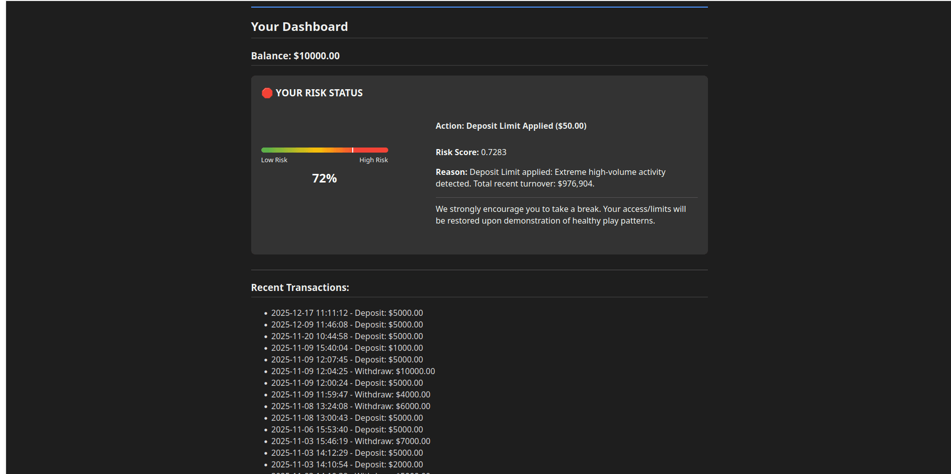 Screenshot of Autonomous Gambling AI
